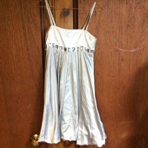 Beautiful Rhinestone Embellished Formal Dressy Silver Cocktail Dress for Girls